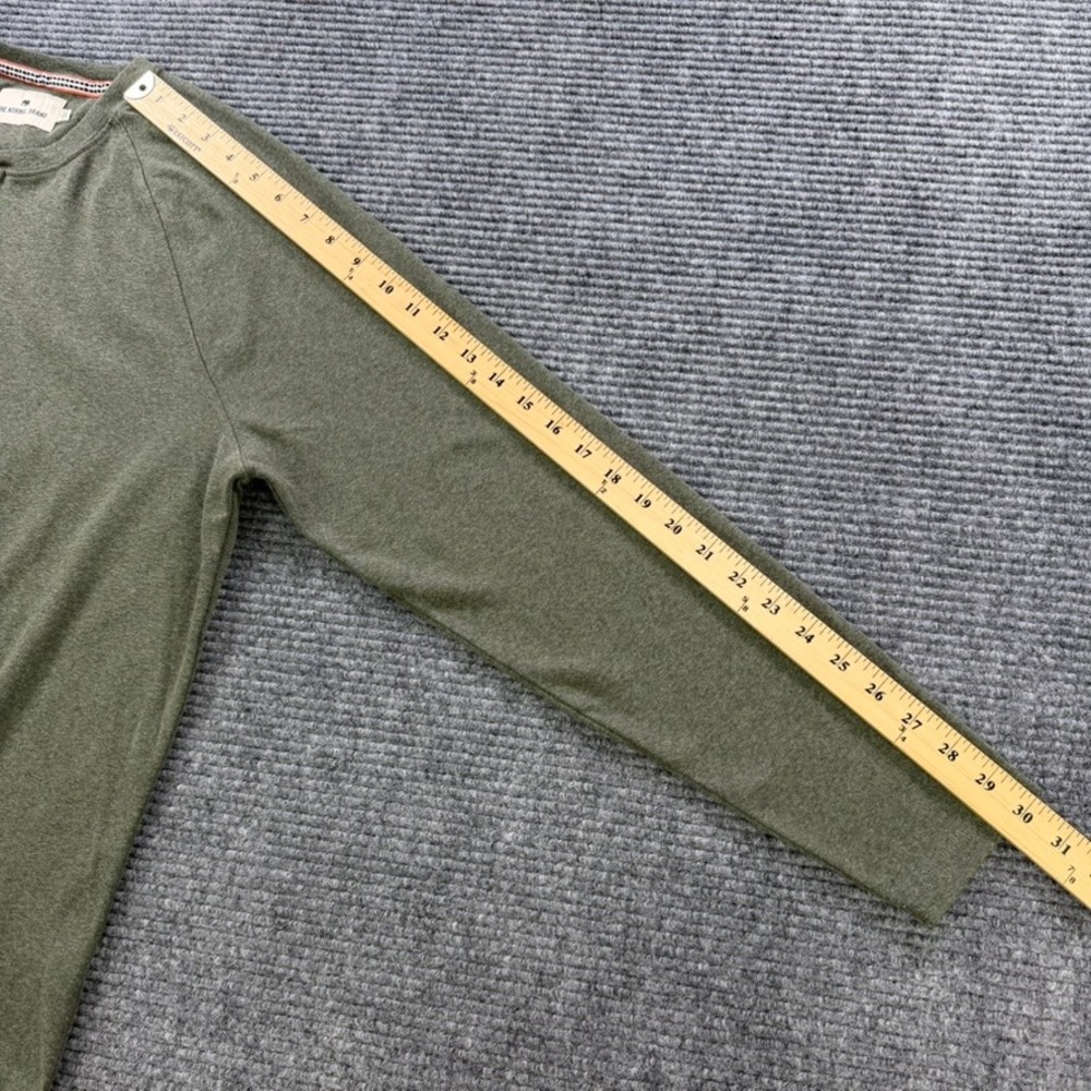 The Normal Brand Mens Large Olive Green Long Sleeve Raglan Henley Shirt Casual - Picture 10 of 11